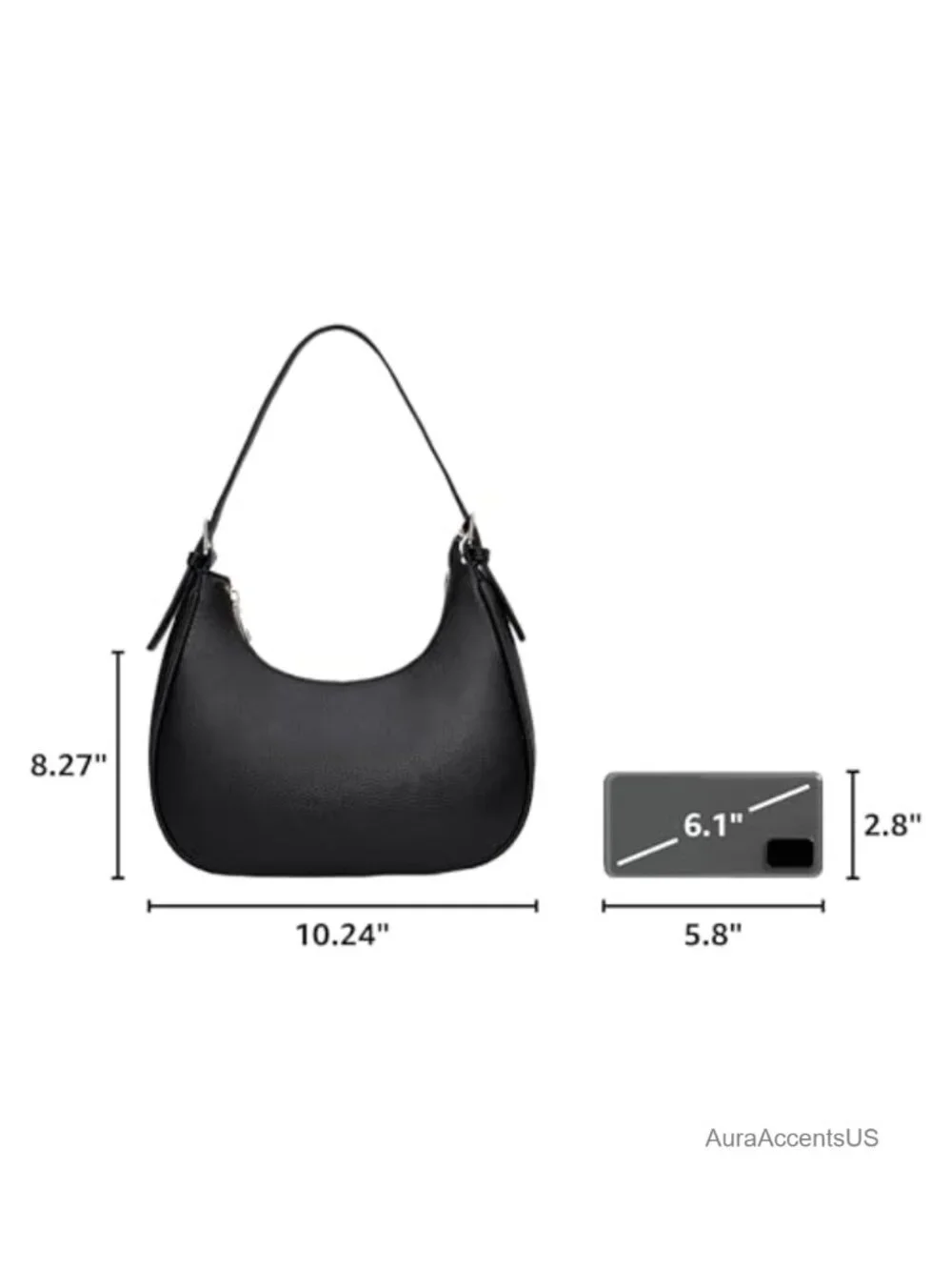Small Crescent Hobo Shoulder Bag Vegan Leather Crossbody Purse